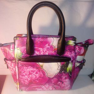 PINK AND WHITE FLORAL Krakoff Atlantique Satchel HANDBAG